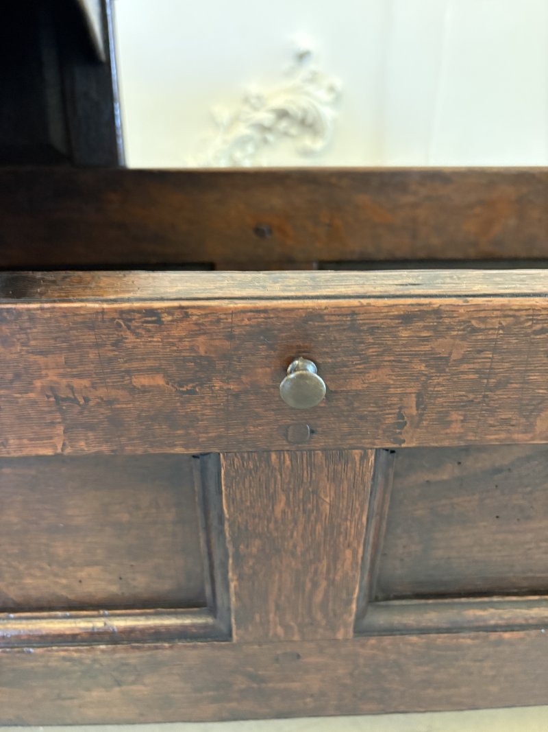 Antique William and Mary Quality Oak Panelled Rocking Crib